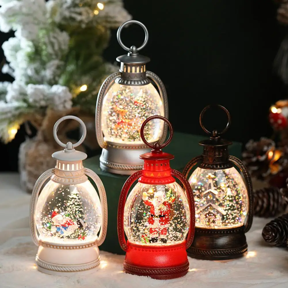 

Decorative Christmas Lights Festive Battery-operated Christmas Lanterns Glitter Santa Claus Snowman Lamp Snow Globe Home