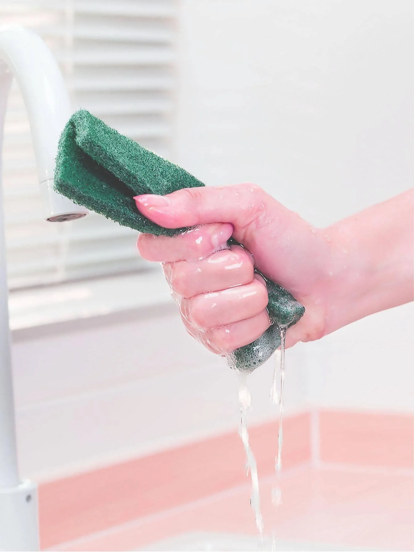 5pcs-Scouring Pad Dish Scrubber Scouring Pads Green Reusable Household Scrub Pads Carpet Cleaning Solution Fiber Brush to Clean