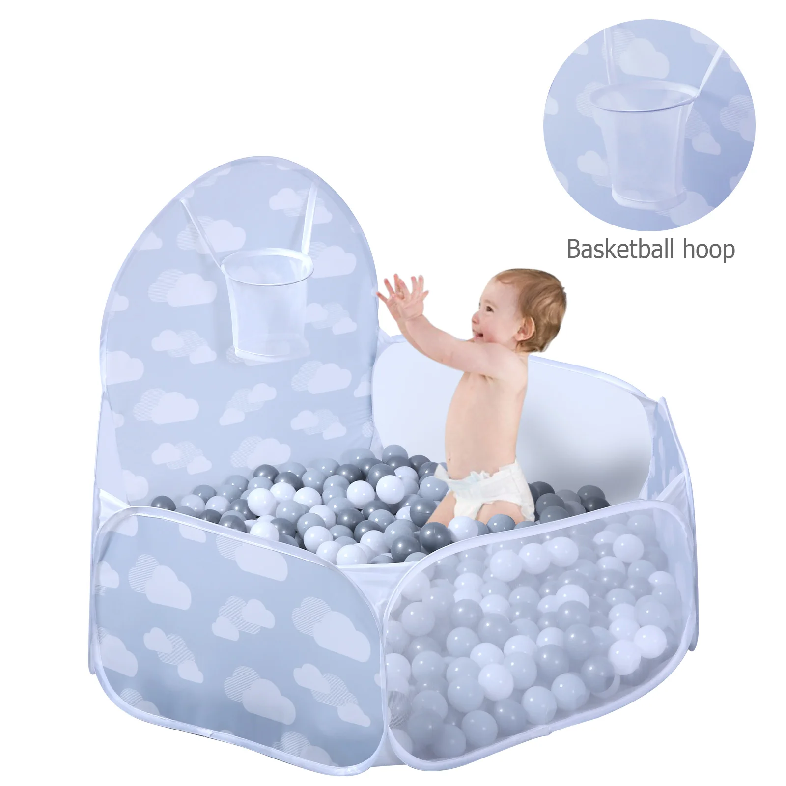 Ball Pit, Baby Pop-up Ball Pit Pool for Kids Toddlers Pets Play Tent with Hoop Indoor Outdoor Boys Girls(ball no include) 2
