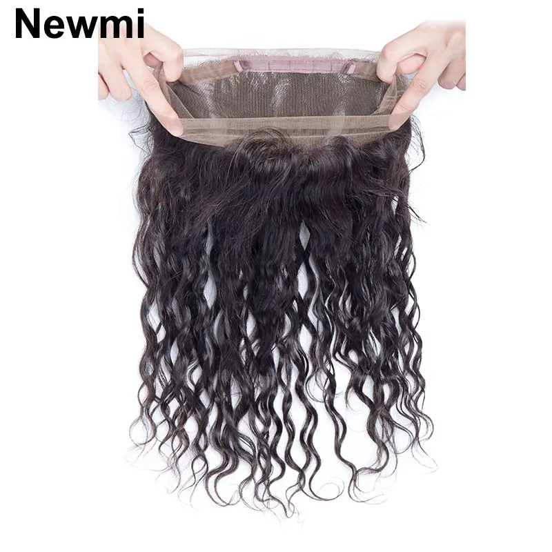Water Wave 360 Lace Frontal Only Newmi Water Wave Human Hair 360 Lace Closure Transparent Lace Pre Plucked Natural Hairline body wave 4x4 lace closure brazilian raw virgin human hair 13x4 lace frontal ombre blond color baby pre plucked hairline 1b 613