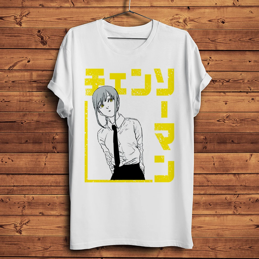Maglietta Ufficiale Chainsaw Man Per Donne - Design Chibi A Quadrati Colorati - Girocollo Bianco Maniche Corte - Cotone Morbido