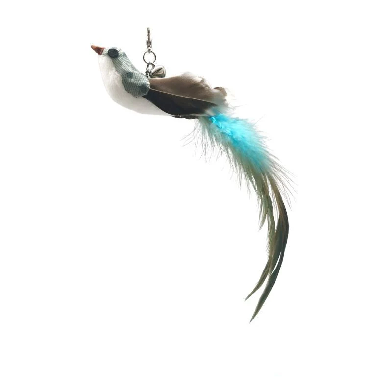 Simulation Bird Cat Toy Cat Teaser Interactive Toy Feather Bird with Bell Kitten Wand Toy Replacement Heads Pet Cat Accessories images - 6