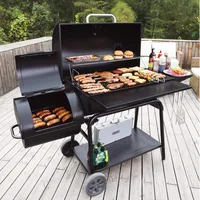 CC2036F Barrel Charcoal Grill with Offset Smoker,Outdoor Smoker with 1200 Sq. In.Cooking Area for Outdoor Barbecue Event 2
