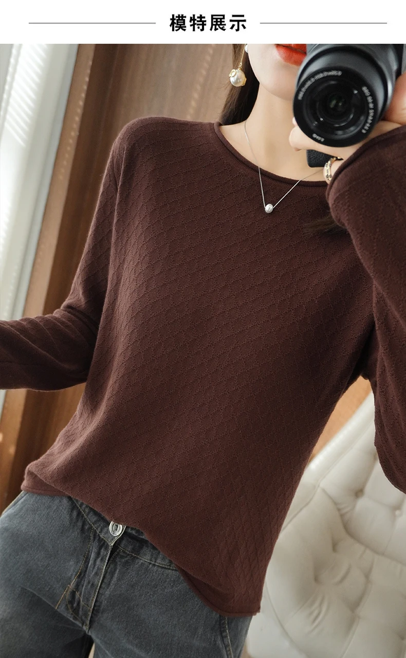 2022 spring and autumn women's new round neck sweater cotton bottoming sweater loose pullover cute sweaters