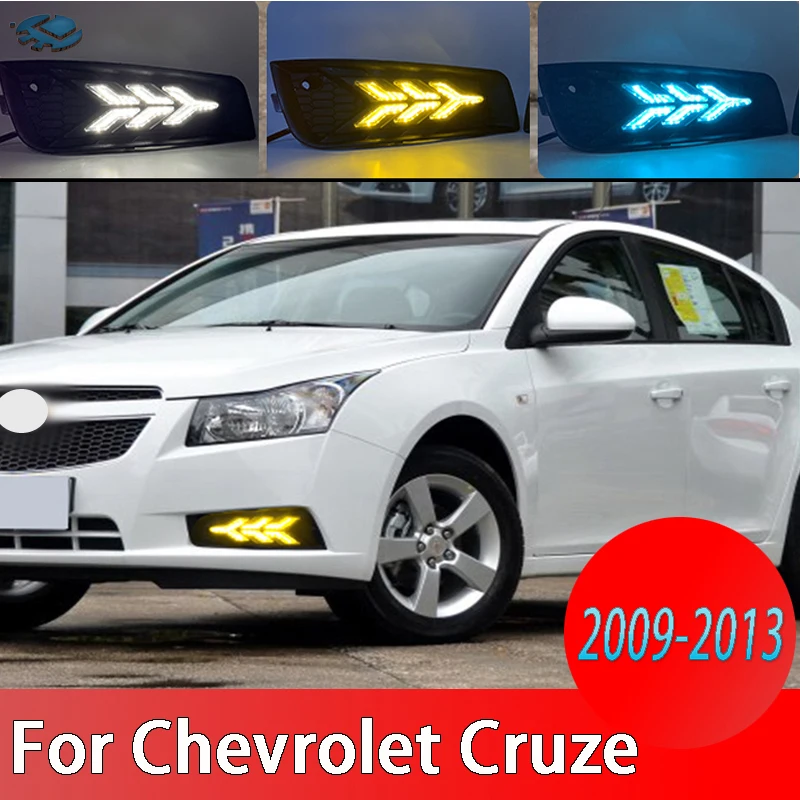 

LED Daytime Driving Running Light 2pcs for Chevrolet Cruze 2009-2013 DRL 6000K Fog Light White Turn Yellow 12V Day Light 2 color