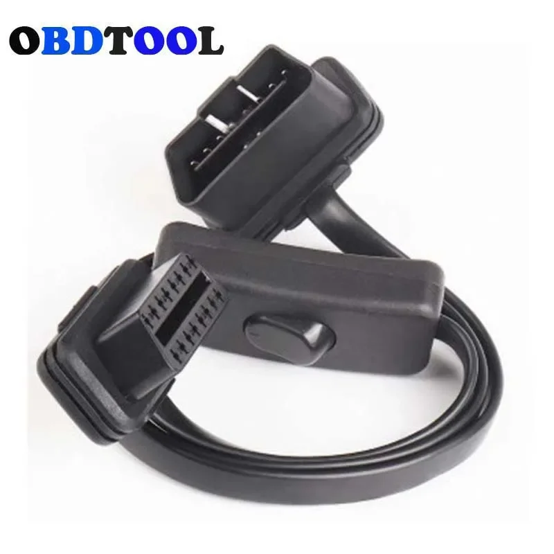 12V Male 16 Pin J-1962 To Female 16pin OBD2 Cable Flat Thin Obd Adapter with Switch 8-core 16PIN Plug Obd1 OBD2 Extension Cable obd2 extension cable obd2 cable