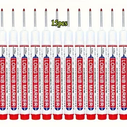 Precision Long - Tip Permanent Marker Pens - Ideal for DIY Projects, Professional Use, Waterproof & Quick - Dry (15 PCS RED)