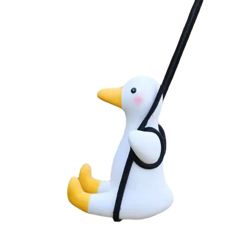 Gypsum Cute Anime Car Accessories Swing Duck Pendant Auto Rearview Mirror Ornaments Birthday Gift Auto Decorate Car Fragrance 1 43 charger r t se 1969 resin limited models white classic auto toys car collection gift