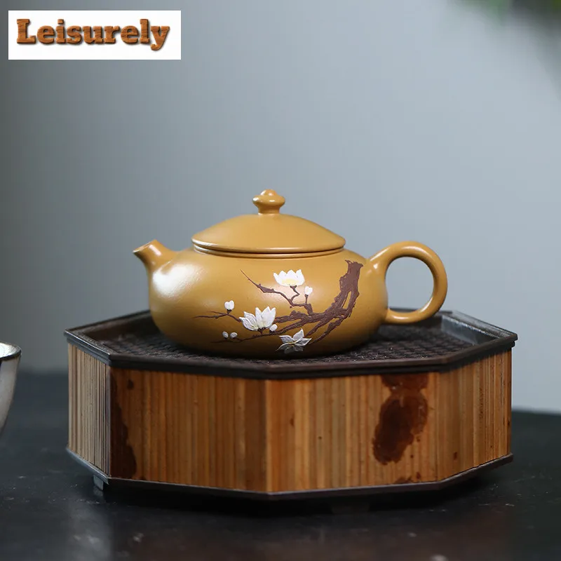 120ml Authentic Yixing Purple Clay Teapots Handmade Han jiang Pot Raw Ore gold Zhu Mud Kettle with Infuser Zisha Tea Set craft