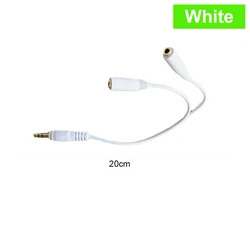 Premium Audio Y Splitter Cable - Hi - Fi Sound 3.5mm Male to Dual Female Ports (White 20cm)