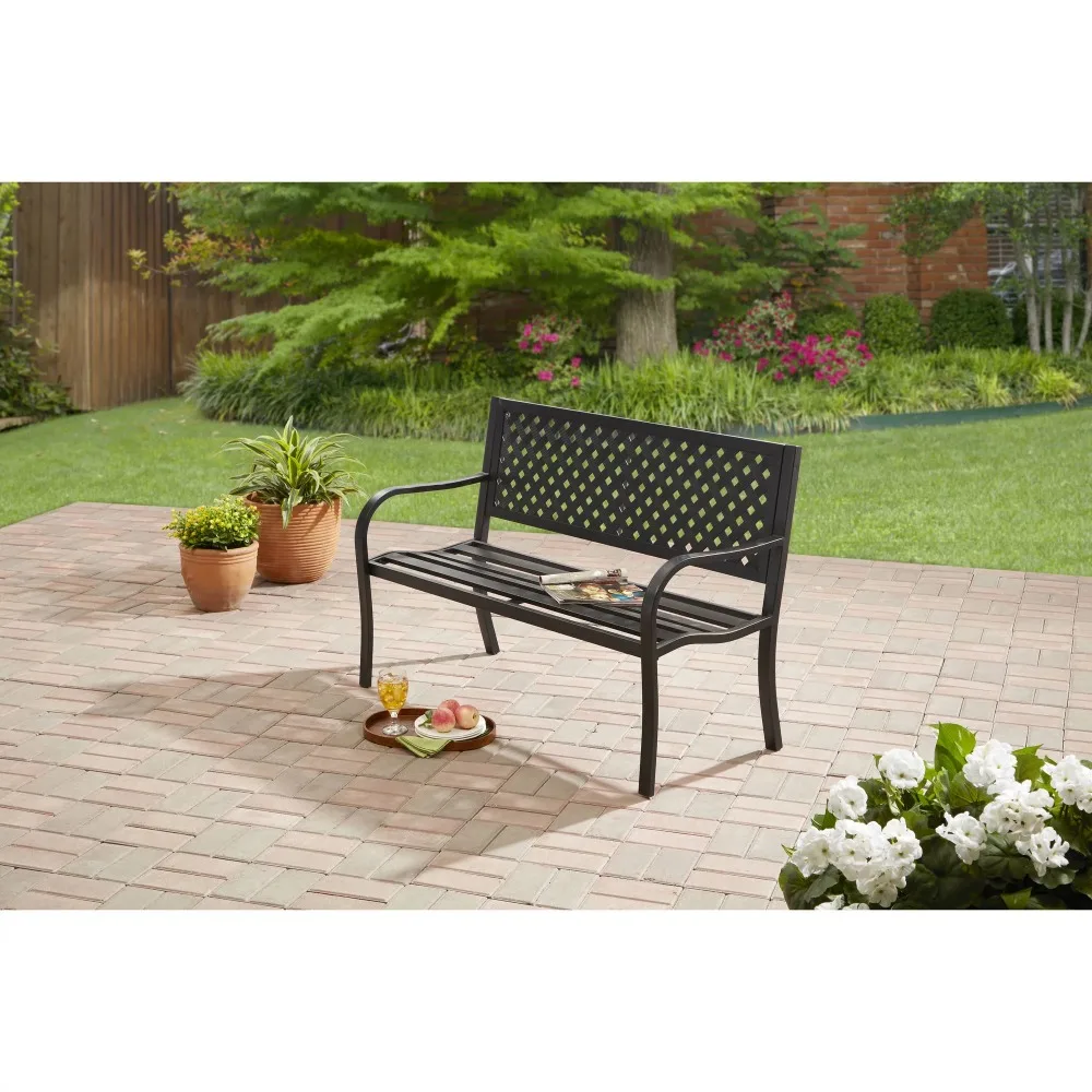 

Mainstays Outdoor Durable Steel Bench - Black garden bench