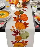 Autumn Maple Leaves Harvest Pumpkin Linen Table Runner Washable Fall Thanksgiving Table Runner Kitchen Coffee Dining Table Decor 1