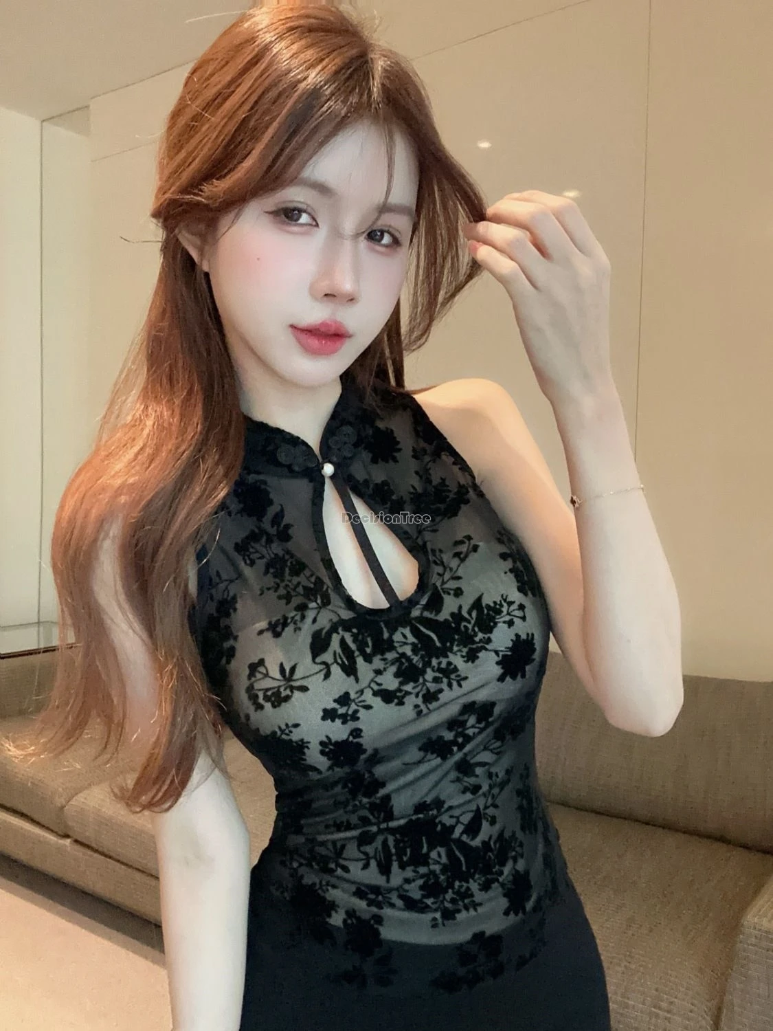 summer national style black jacquard hollow improved cheongsam vest women chinese retro sleeveless top w864