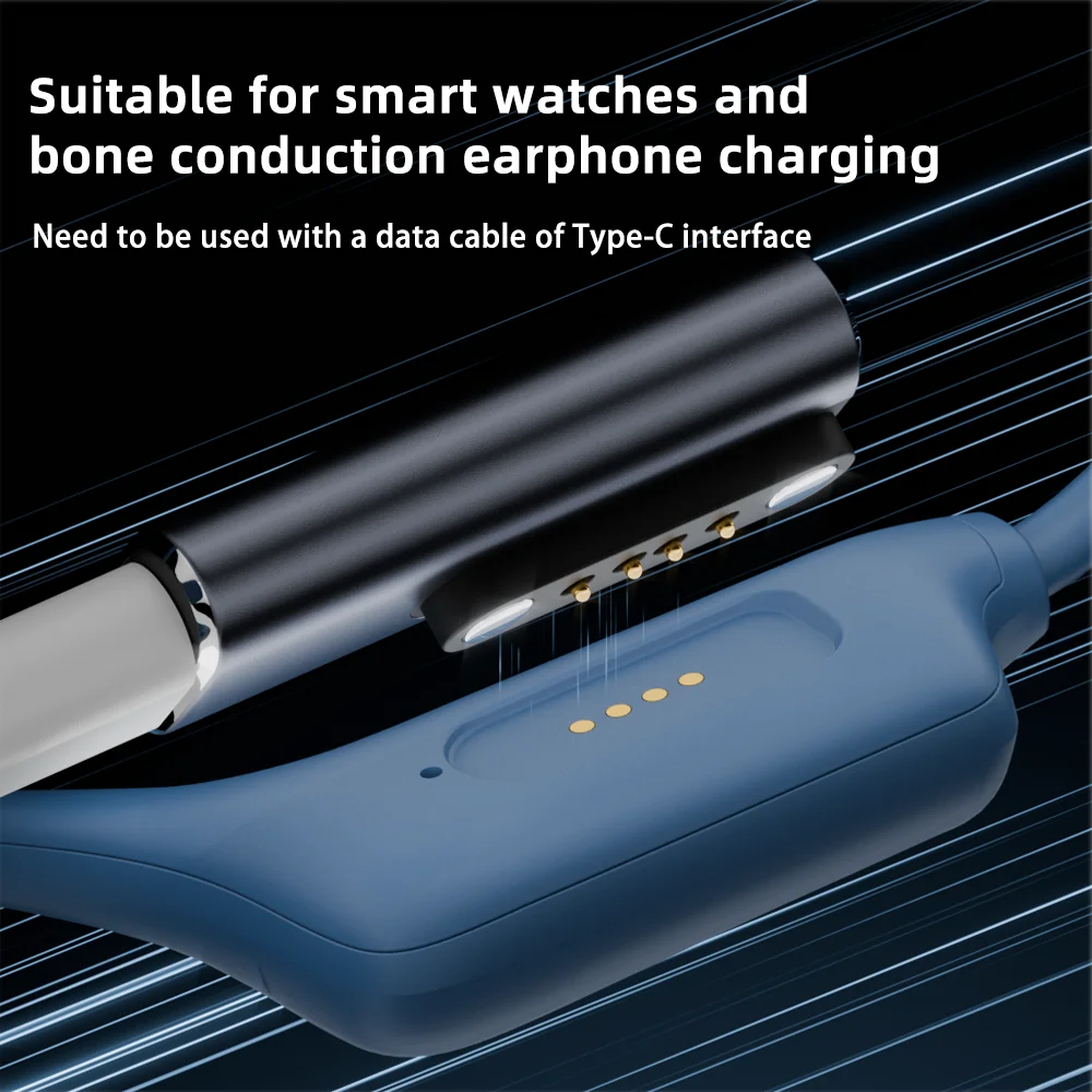 Type-c 7.62mm 2핀 4핀 자기 충전 어댑터 커넥터 Shokz 골전도 헤드폰용 스마트 시계 충전 변환기