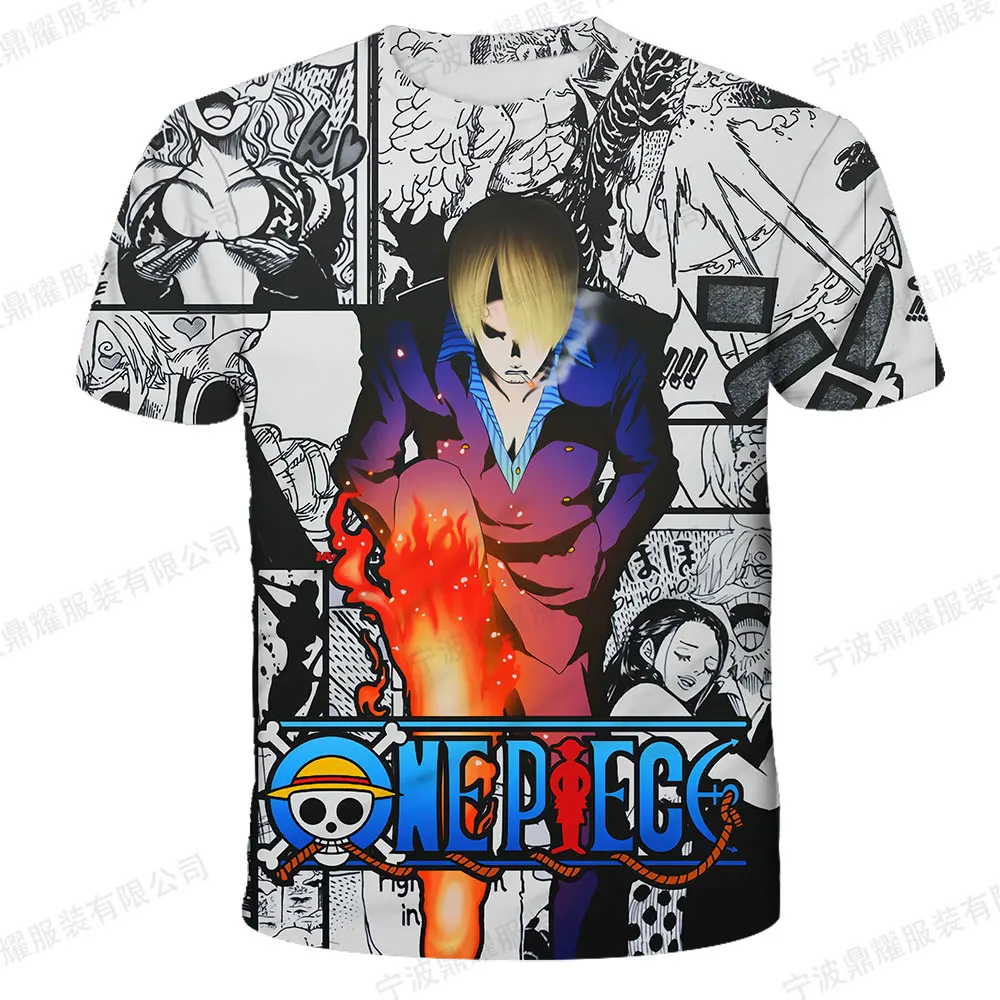 

One Piece T-shirt Luffy Sanji Ace Costume Anime T-shirts Kids Clothes Children's Tops Baby Short Sleeve Tee Tops Boy T Shirts