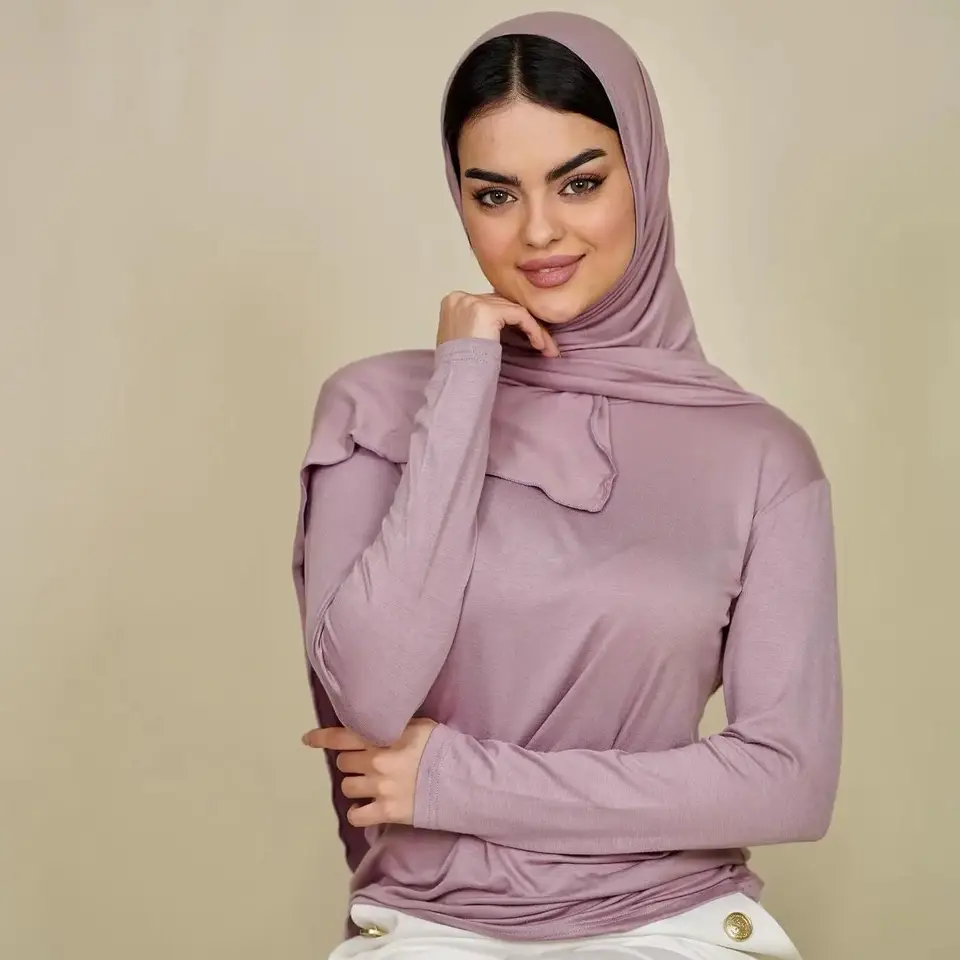 All in Here JERSEY elasticizzato HIJAB grande tinta unita LYCRA MAXI SCIARF WRAP, blu navy, Etichettalia unica