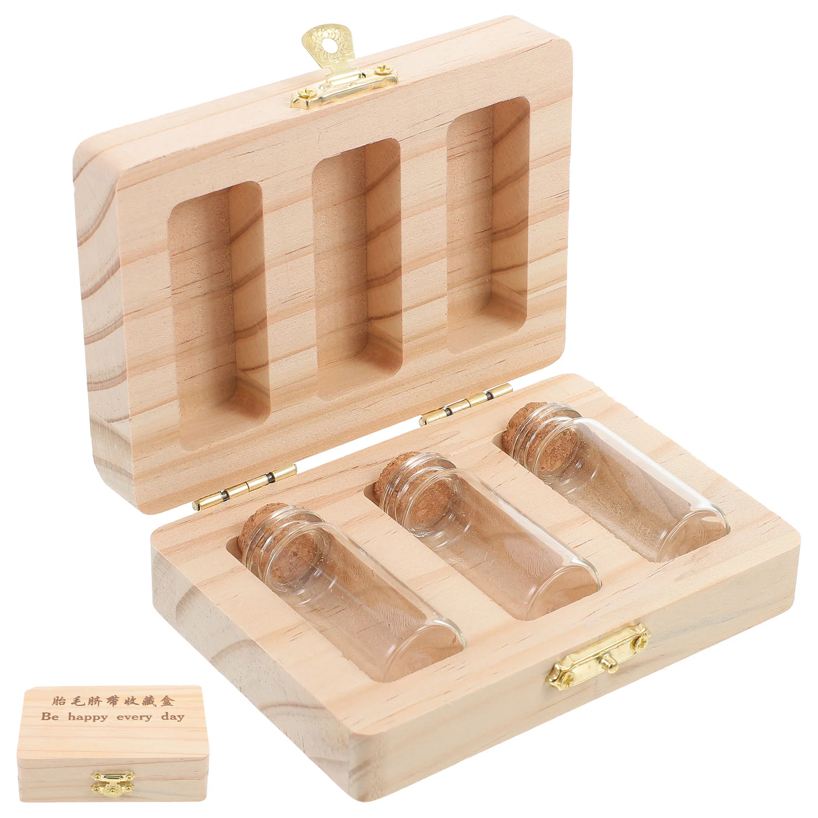 2pcs Fetal Hair Keepsake Storage Box Infant Preserving Container Wooden Memory Holder Teeth Box Baby Souvenir Collection Bottle 3