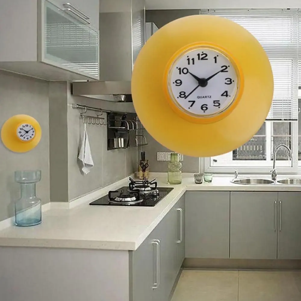 Wall Clock Multi-purpose Waterproof Bathroom Suction Cup Clock Anti-Fog Simple Design Shower Wall Clocks Stable Mirror Sucker Clock Kitchen