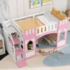 Twin Size Loft Bed with Storage Staircase and Window, Wood Playhouse Bed Frame with Storage for Boys, Girls 4