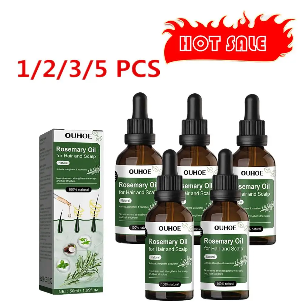 

1-5PCS Rosemary oil For Hair Growth Product, Growing Hair Essential Oil Beauty Hair Care, Prevent Hair Loss Oil 50ml