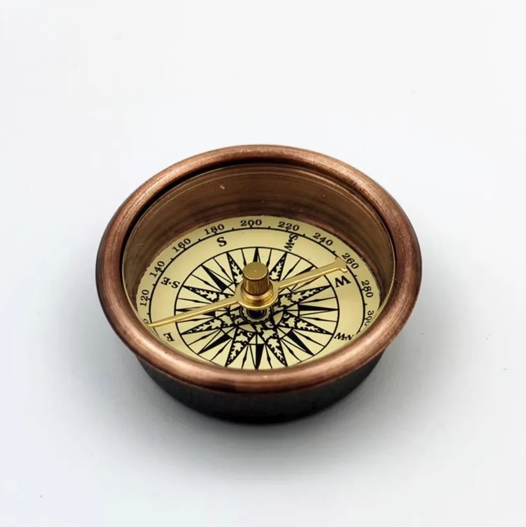 Compact Outdoor Wilderness Survival Compass - Durable Plastic/Brass Design