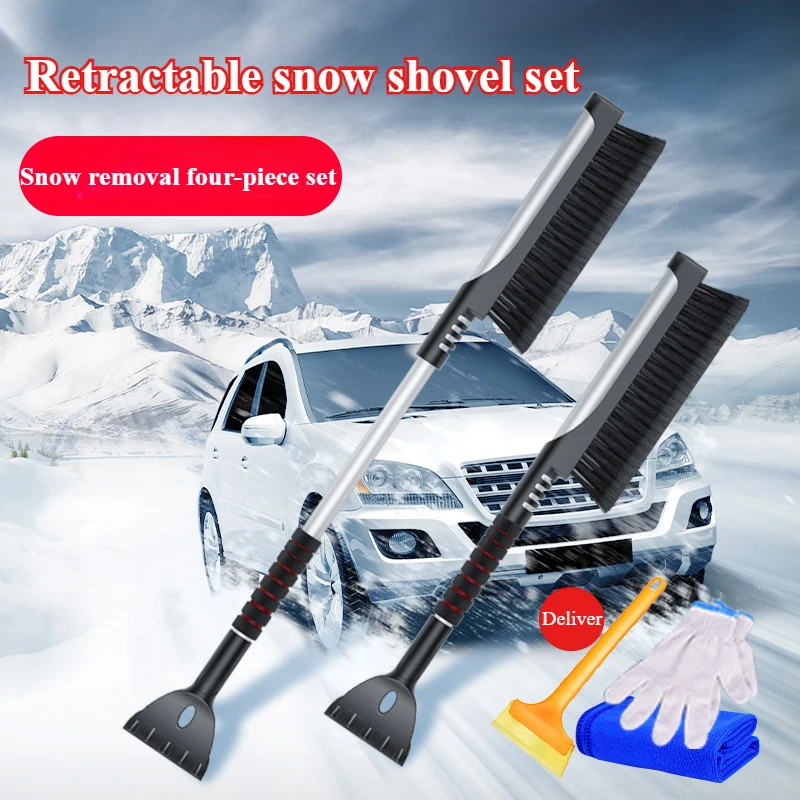 2 in 1 Winter Car Windshield Ice Scraper Glass Snow Brush Snow Brush Extendable Cleaning Removal Shovel Scraper Broom Wash Acces