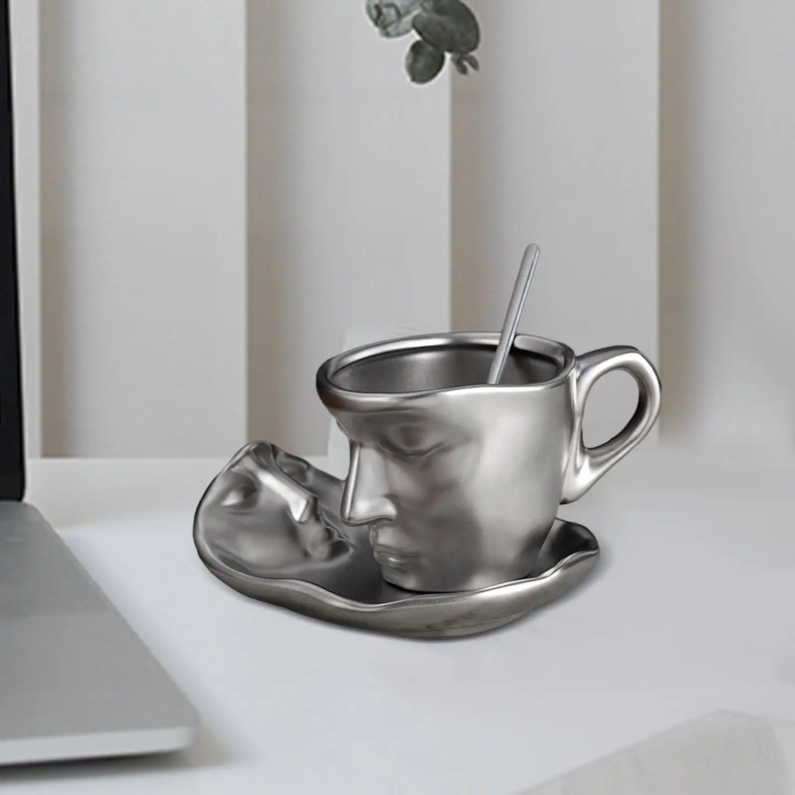 

Керамическая кофейная чашка с блюдцем и ложкой, 3D искусственная чашка, эспрессо для дома, креативный подарок, романтичная кухня, День отца