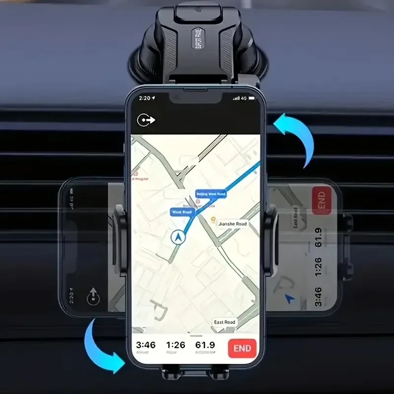 Three-axis adjustable car phone holder Vacuum locking adsorption 360° swivel holder for dashboard Driving car navigation