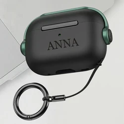 Personalized Customizable Laser Engraved Name Earphone Case in Soft TPU - Airpods 4 (Black green)
