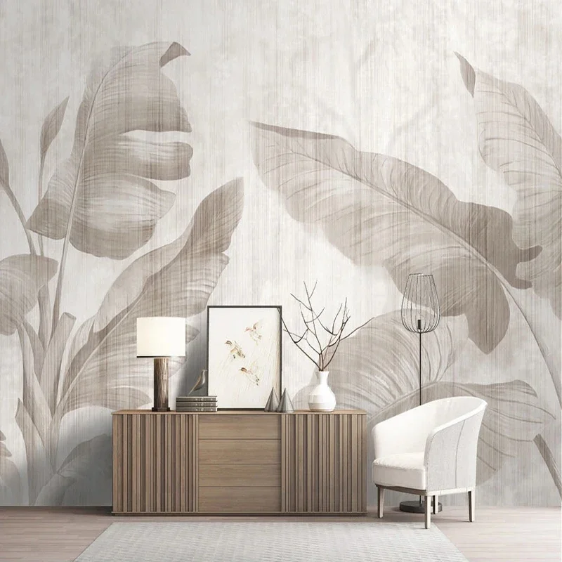 Papel de Parede Mural Retro Estilo Nórdico Planta Grão Madeira Sala Estar Quarto Fundo tv Papéis Custo3d
