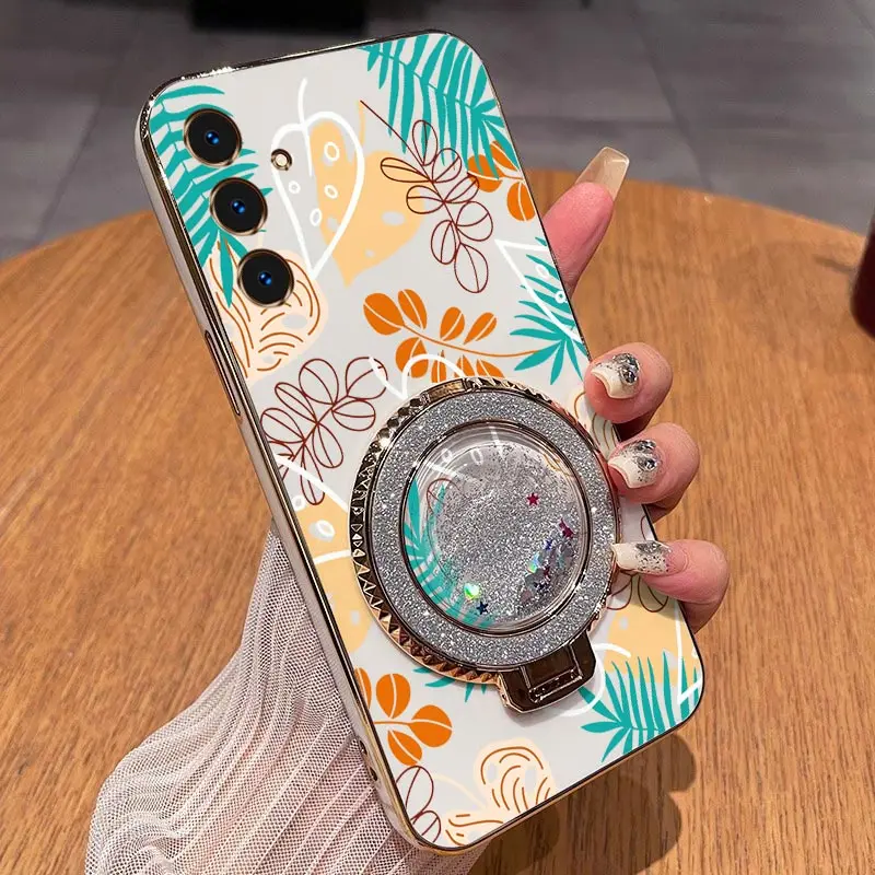 Elegant Leaf Design Plating Phone Case Cover