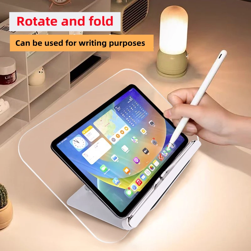 Acrylic Book Stand for Reading, Adjustable Book Holder with 360° Rotating Base &