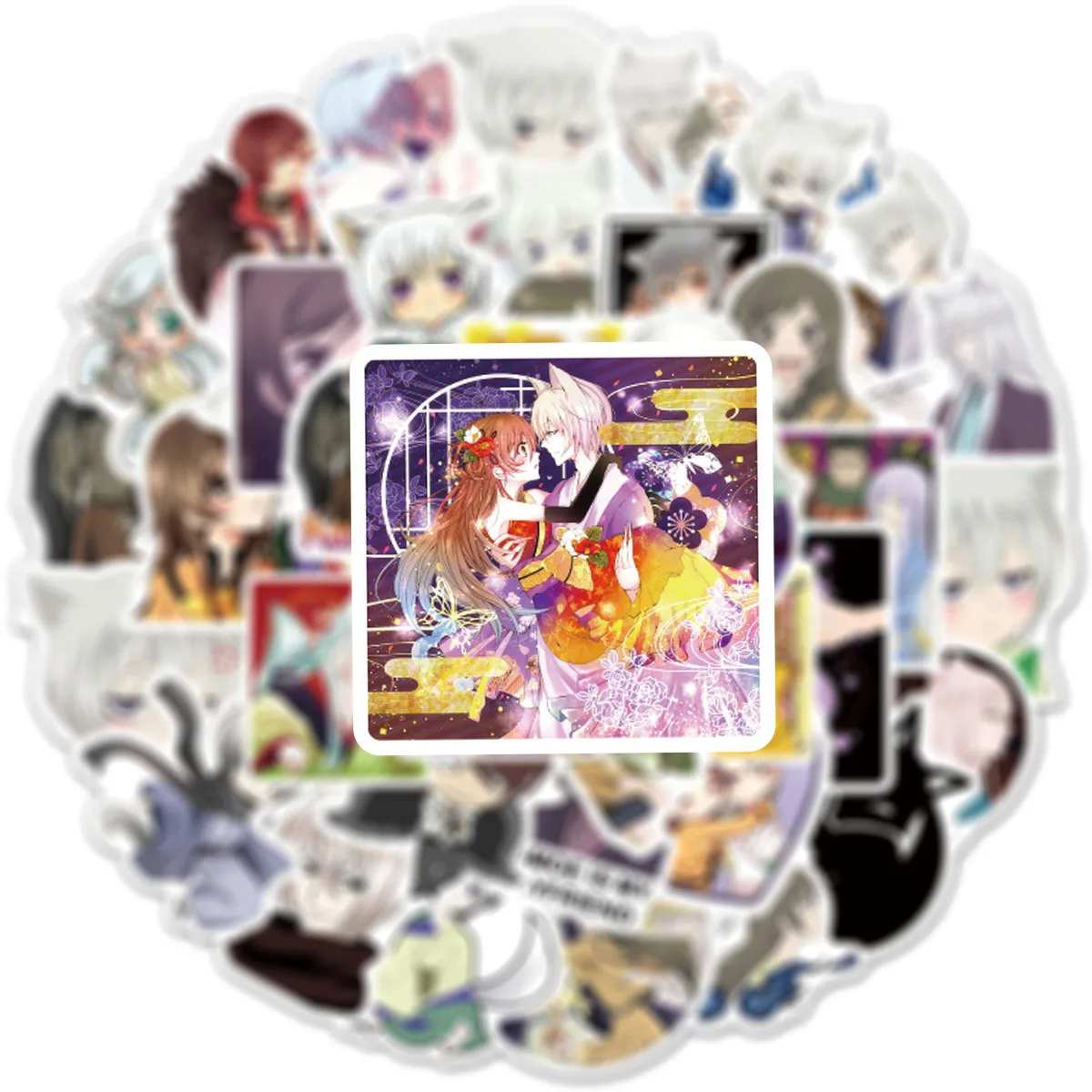 50Pcs Momozono Nanami Kamisama 러브 키스 스티커 Tomoe 애니메이션 스티커 가방 노트북 자전거 노트북 미학 데칼 장식