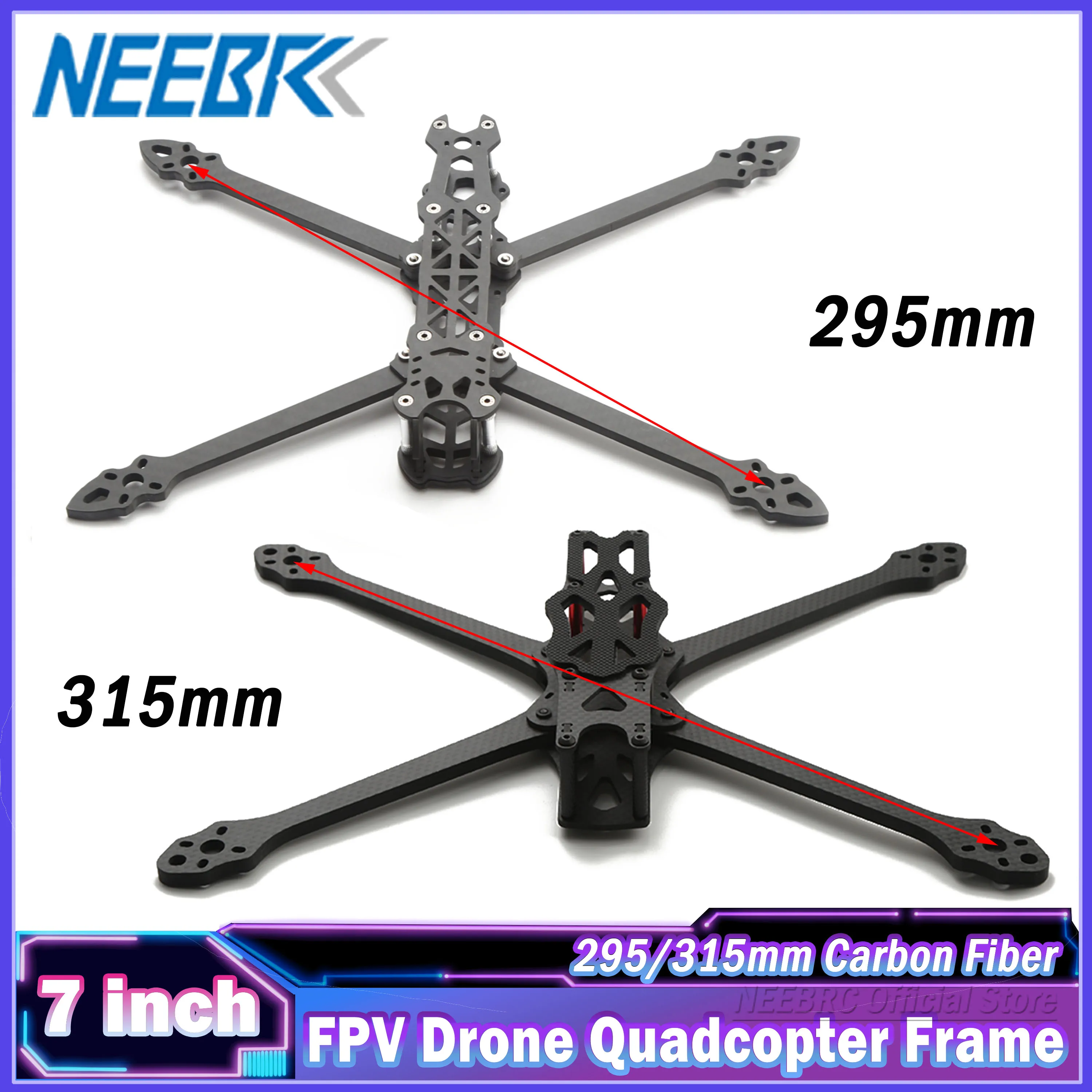 

7inch FPV Drone Quadcopter Frame 295/315mm Carbon Fiber for Mark4 APEX RC Racing Four-axle Aerial Model Plane Rack Freestyle DIY