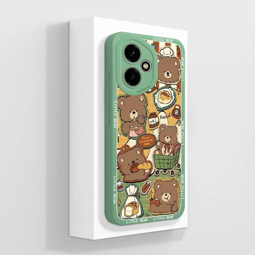 Cute Cat Pattern Soft Silicone Phone Case with Screen Protector - Anti-Slip Shell