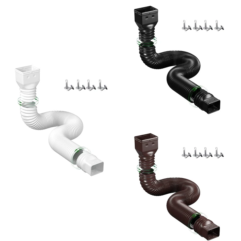 

1 Set 21-60Inch Drain Downspout Connector Extender Connector Gutter Downspout Extensions Connector Screws For Included Black
