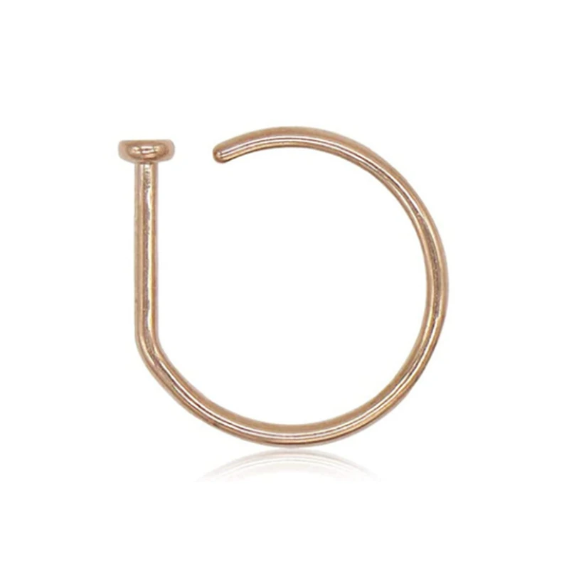 Curved Barbells Fake Nose Piercing D Shaped Tragus Helix Stud Earring Hoop Septum Stainless Steel Ring Nostril Body Jewelry New 6