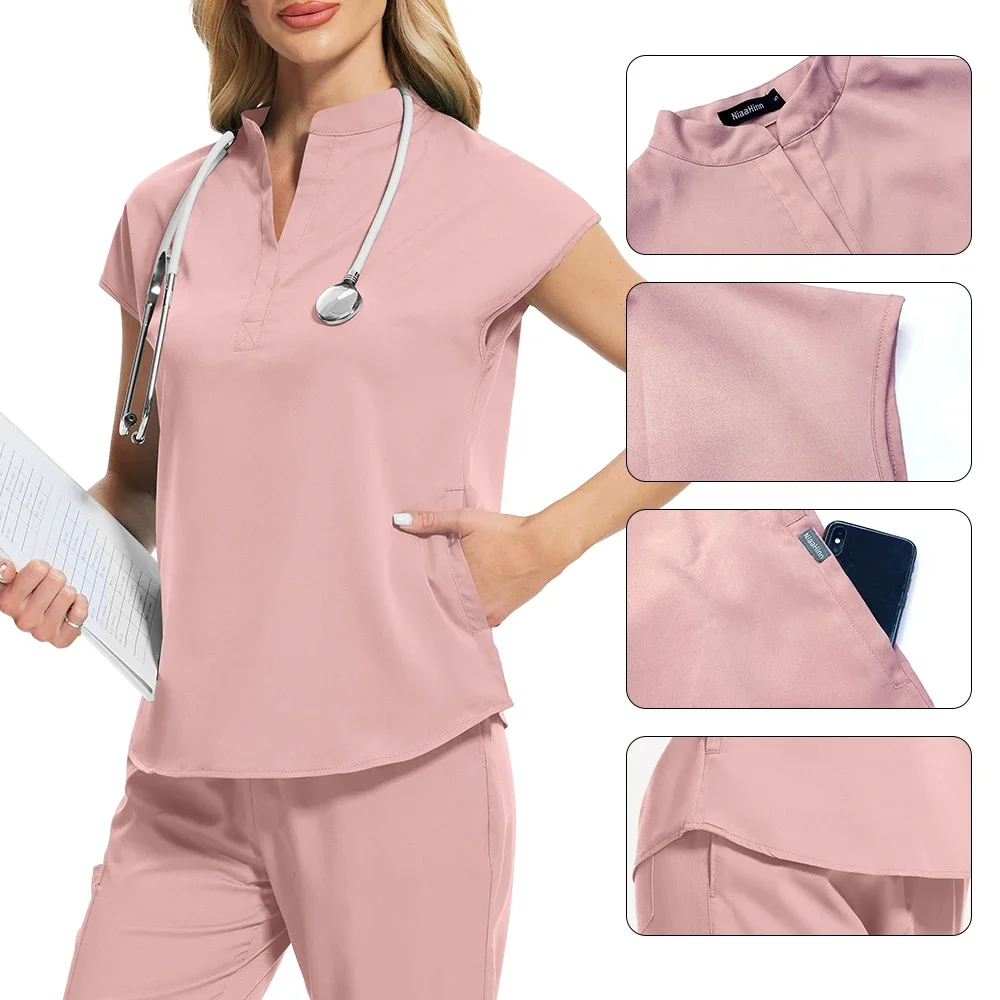 Medical Surgical Uniforms Women Beautician Work Sets Scrubs Uniforms Hot Sale Hospital Nursing Tops and Pants Workwear