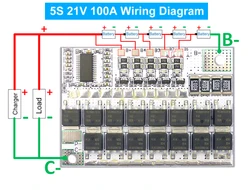 Advanced Lithium Battery Protection Circuit Board with Balance Charging, 100A Capacity - 10pcs (5S 21V 100A)