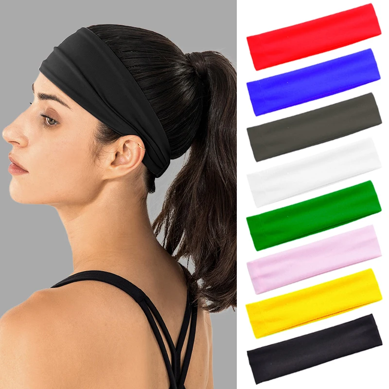 1PC Absorbing Sweat Headband Candy Color White Pink Blue Red Hairband Pure Cotton Simple Elastic Headbands Turban Headwear