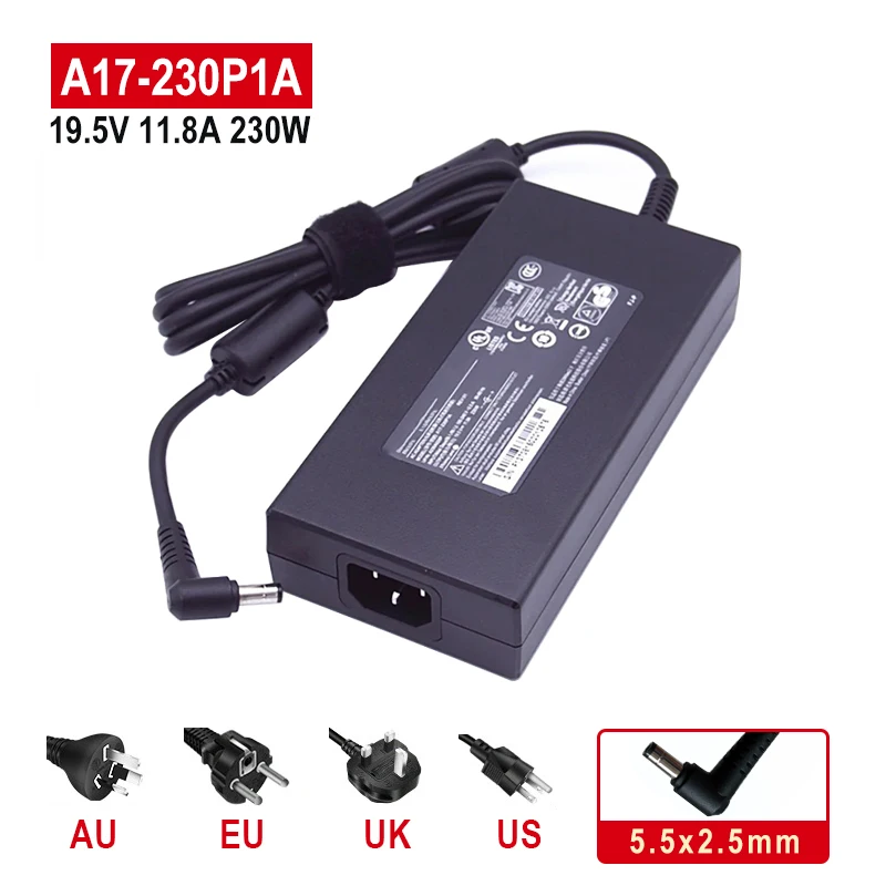 

For CHICONY 19.5V 11.8A 230W 5.5x2.5 A12-230P1A A17-230P1A A230A012L AC Adapter For MSI GS75 GS65 STEALTH 8SG P65 Laptop