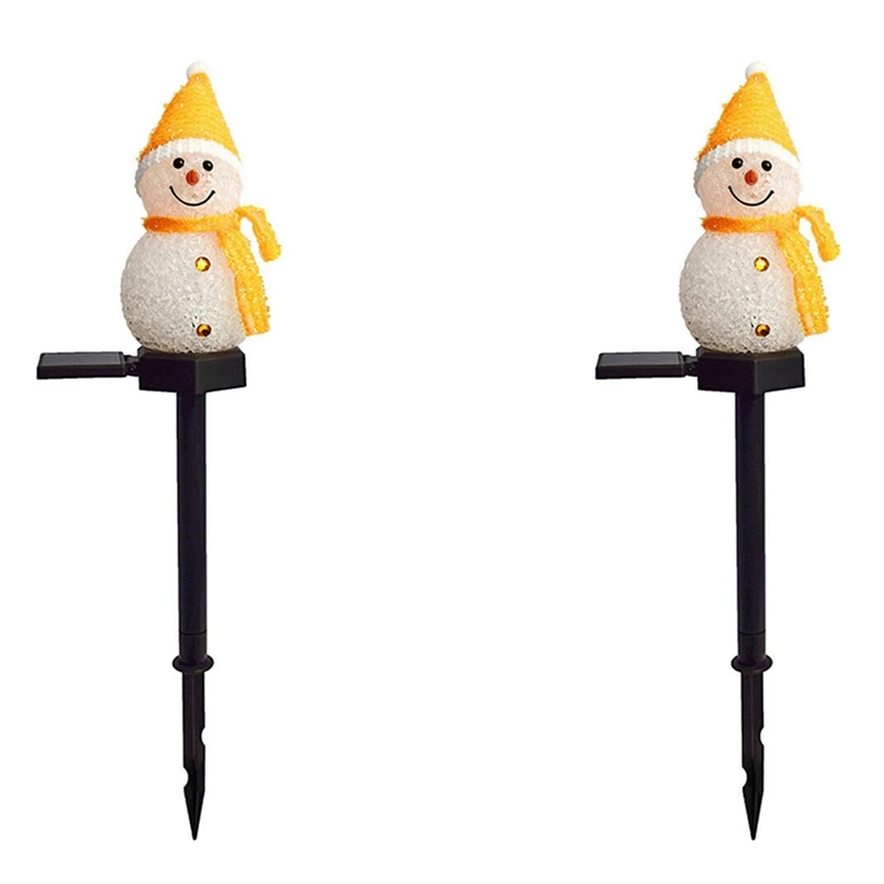 

2X Snowman Solar Lights Christmas Solar Powered LED Snowman Light Decor Outdoor Garden Stake Lamps Xmas Yellow