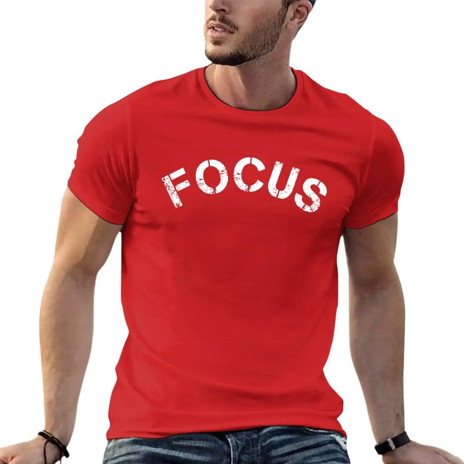 

The rock Focus T-Shirt korean fashion blanks anime clothes plain t shirts men