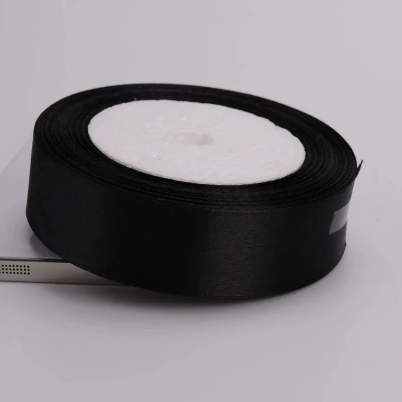 블랙 실크 얼룩 리본, 웨딩 파티, 크리스마스 리본, 꽃 선물 장식, DIY 바느질 원단, 6mm-75mm, 롤 당 22 m, 신제품