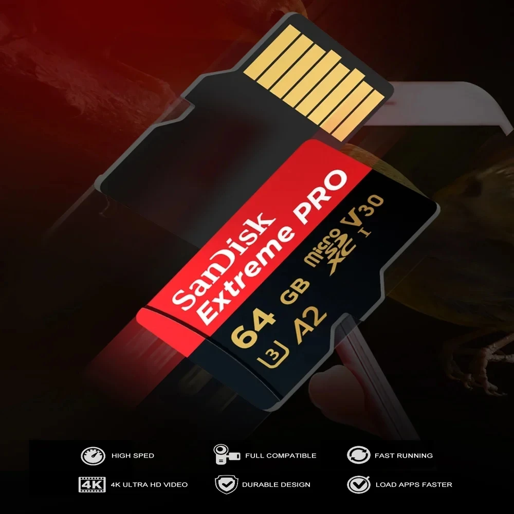 SanDisk 마이크로 SD 카드, SDXC UHS-I, 128GB, 256GB, 익스트림 프로 카드, TF 플래시 카드, 카메라 DJI용 메모리 카드 어댑터, 32GB, 64GB, U3, V30