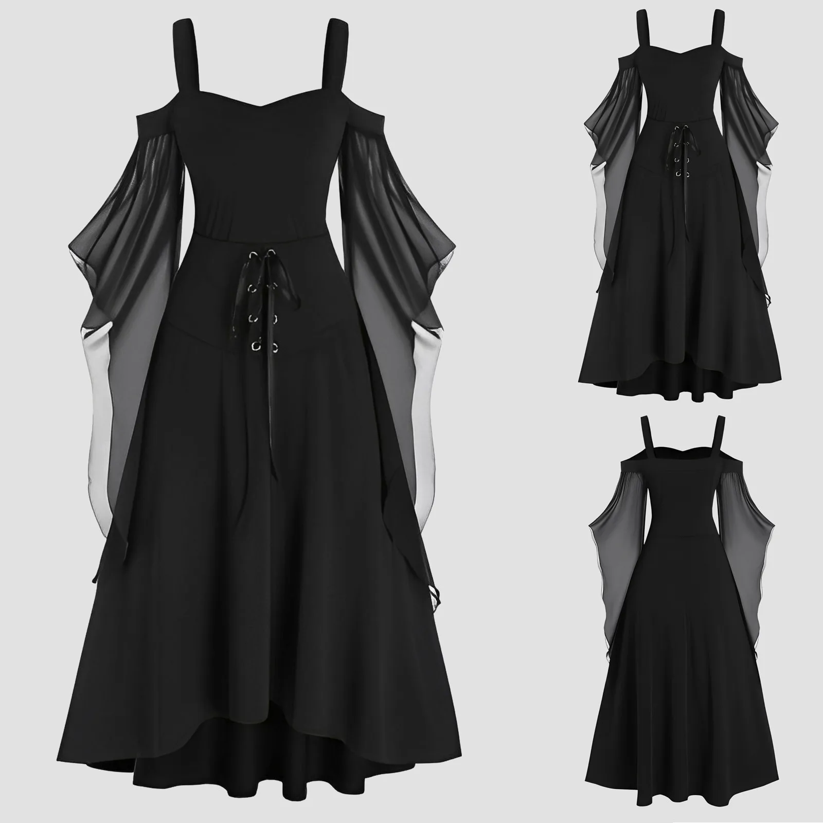 

Cocktail Dresses For Women Fashion Gothic Style Vintage Midi Dress Croset Long Flare General Grievous Costume Cosplay