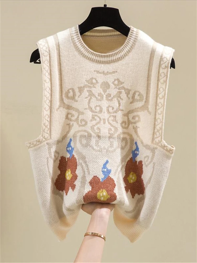 Winter Women Knitted Vest Sweater Oversize Girls Sweater Woman Cashmere Tops Sleeveless Tank Pullover Fall Maxi Vintage Y2k