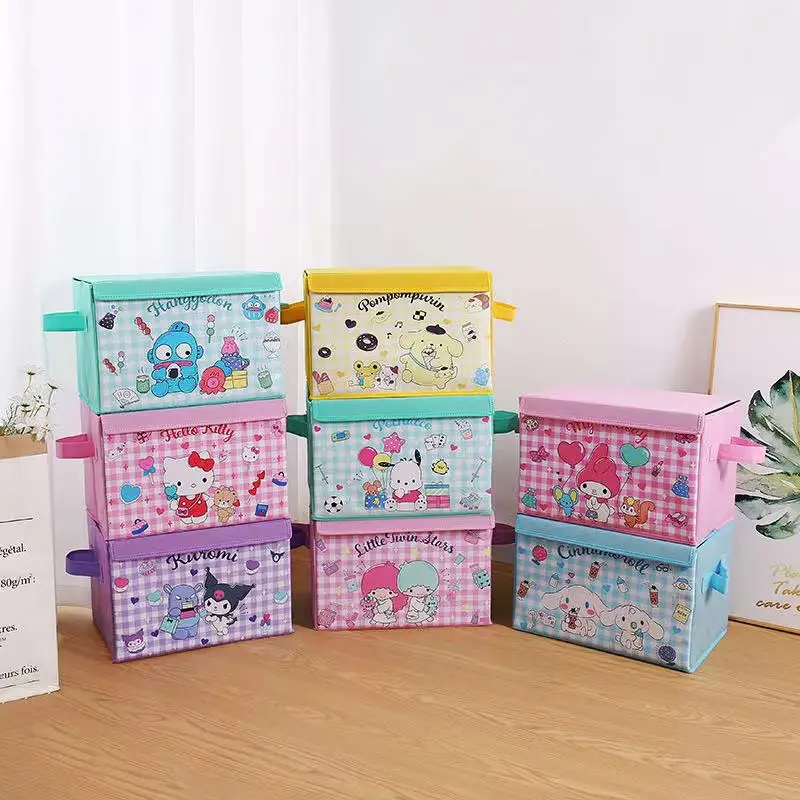 

Sanrio, Hello Kitty My Melody Cinnamoroll коробка для хранения большой емкости тканевая спальня аккуратная гостиная детская игрушка Складная Пыленепроницаемая