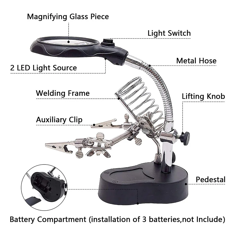 Soldering Station Electric soldering iron welding table with LED light 3.5X 12X Magnifying glass fixed clips Soldering Repair Tool soldering iron,soldering station,soldering tool