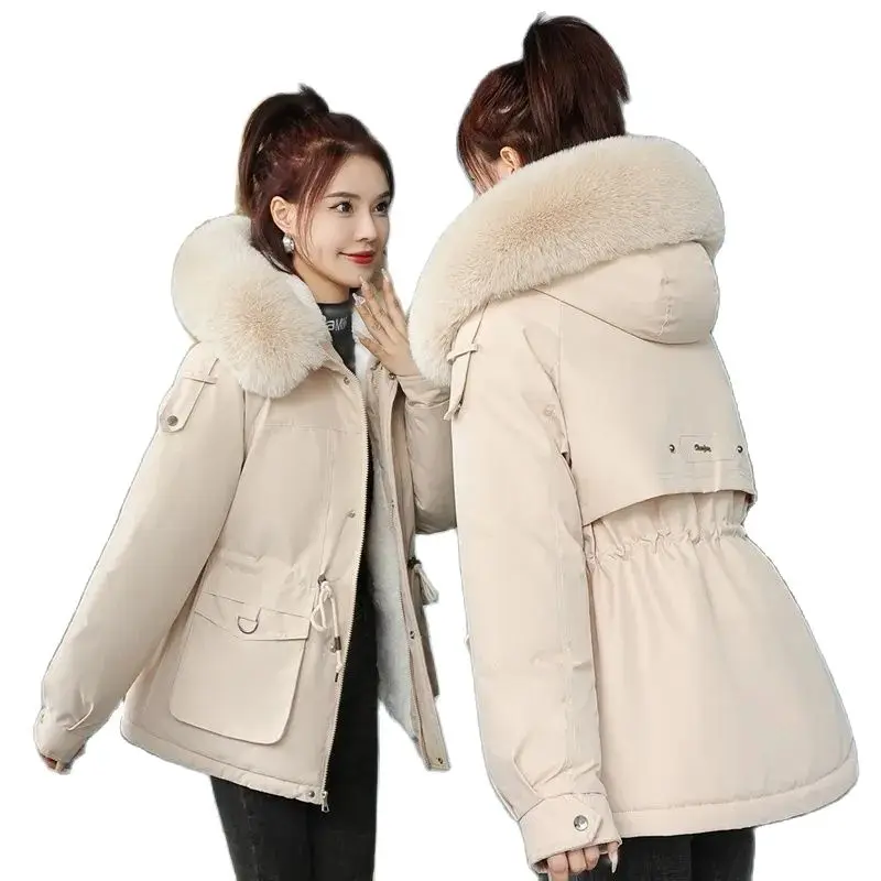 

New Winter Jacket Women Parka Fashion Long Winter Coat Women Clothing Wool Liner Hooded Parkas Slim With Fur Collar Warm